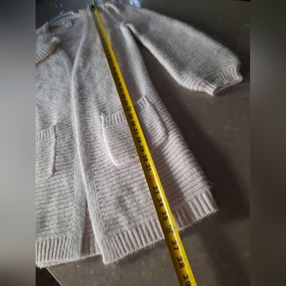 Max Studio Open Front Long Oversized Cardigan Sweater Beige Soft Size Small - Picture 10 of 12